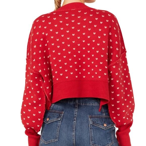 Free People Women’s Easy Street Crop Sweater Red Size XL – NWT Chunky Knit - Picture 3 of 11